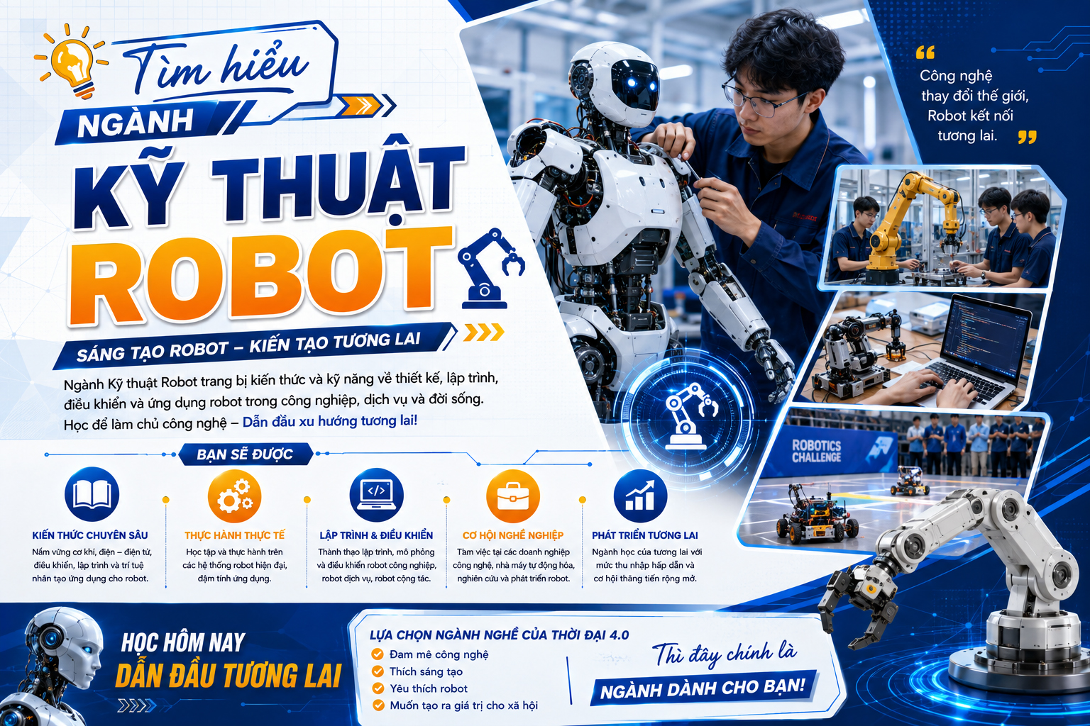 Ngành Kỹ thuật Robot học gì, học trường nào, ra trường làm công việc gì?