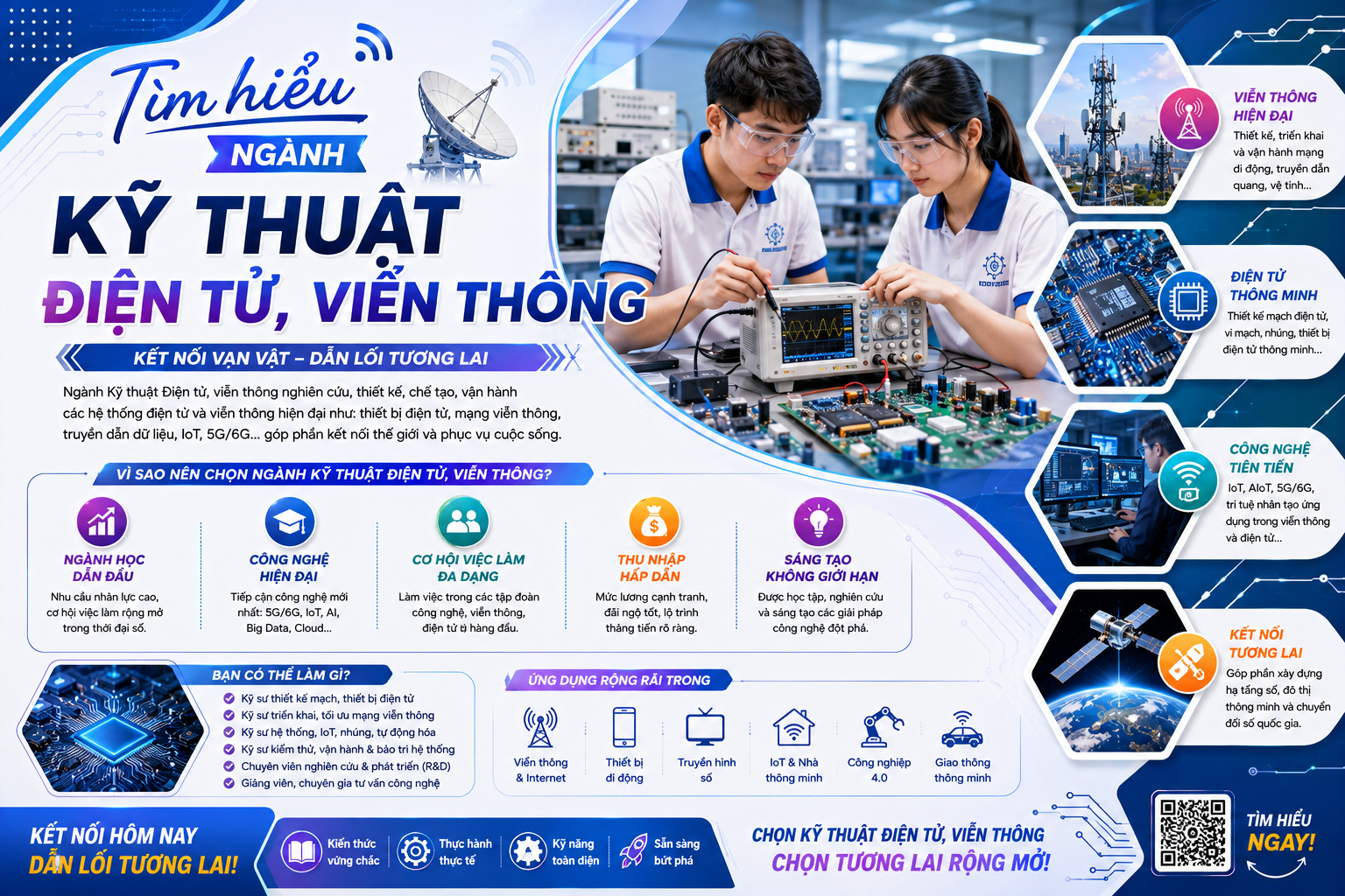 Ngành Kỹ thuật Điện tử, viễn thông học gì, học trường nào, ra trường làm công việc gì?