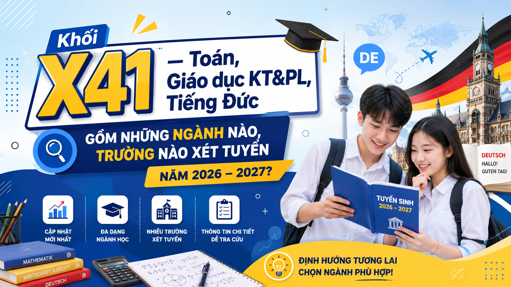 Khối X41 – Toán, Giáo dục KT&PL, Tiếng Đức gồm những ngành nào, trường nào xét tuyển?