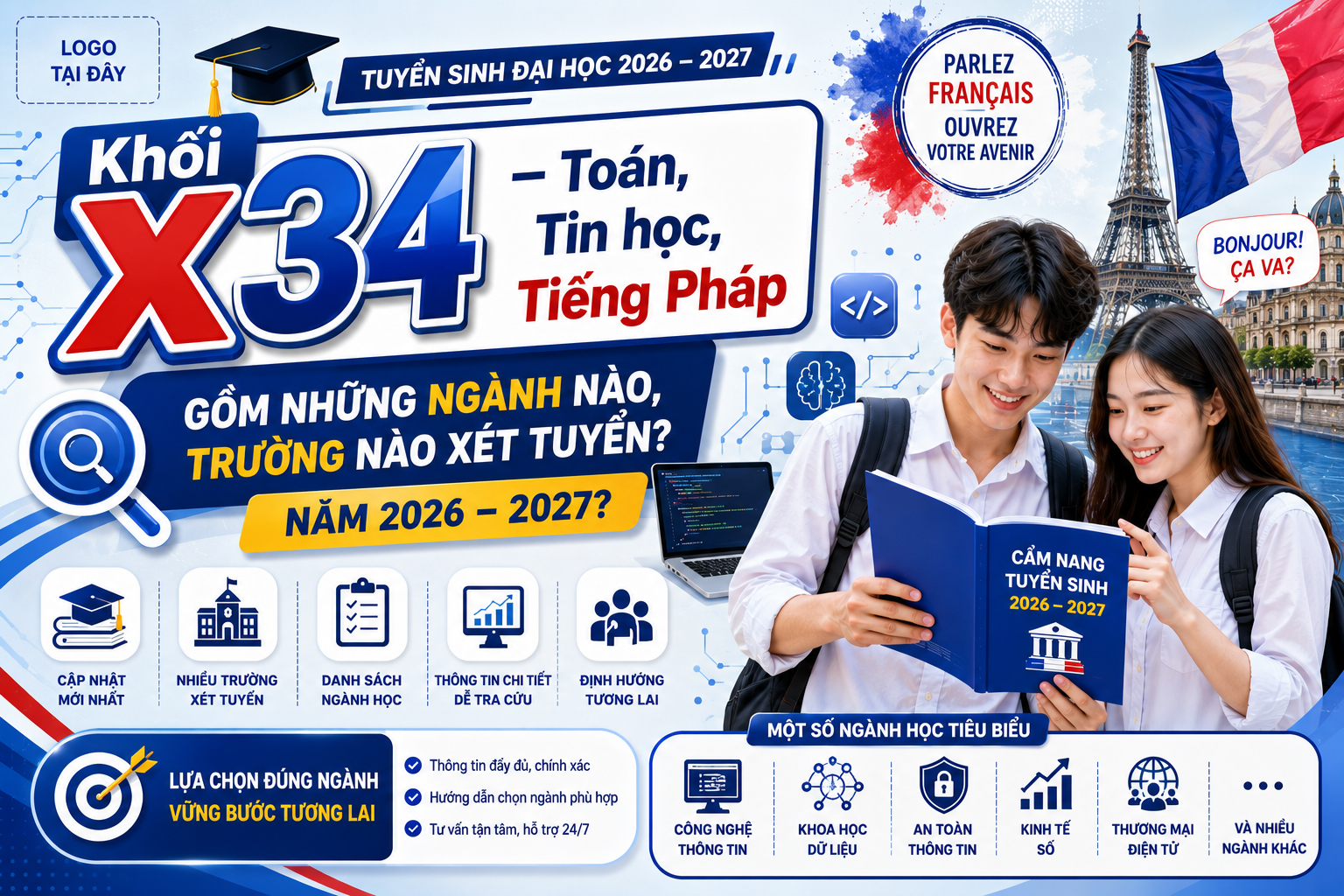 Khối X34 – Toán, Tin học, Tiếng Pháp gồm những ngành nào, trường nào xét tuyển?