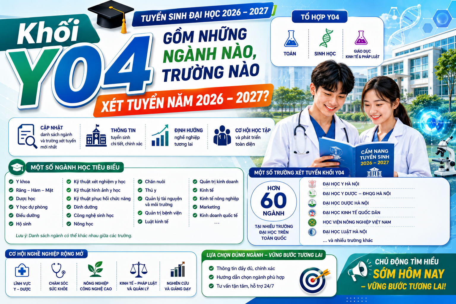 Khối Y04 gồm những ngành nào, trường nào xét tuyển năm 2026 – 2027