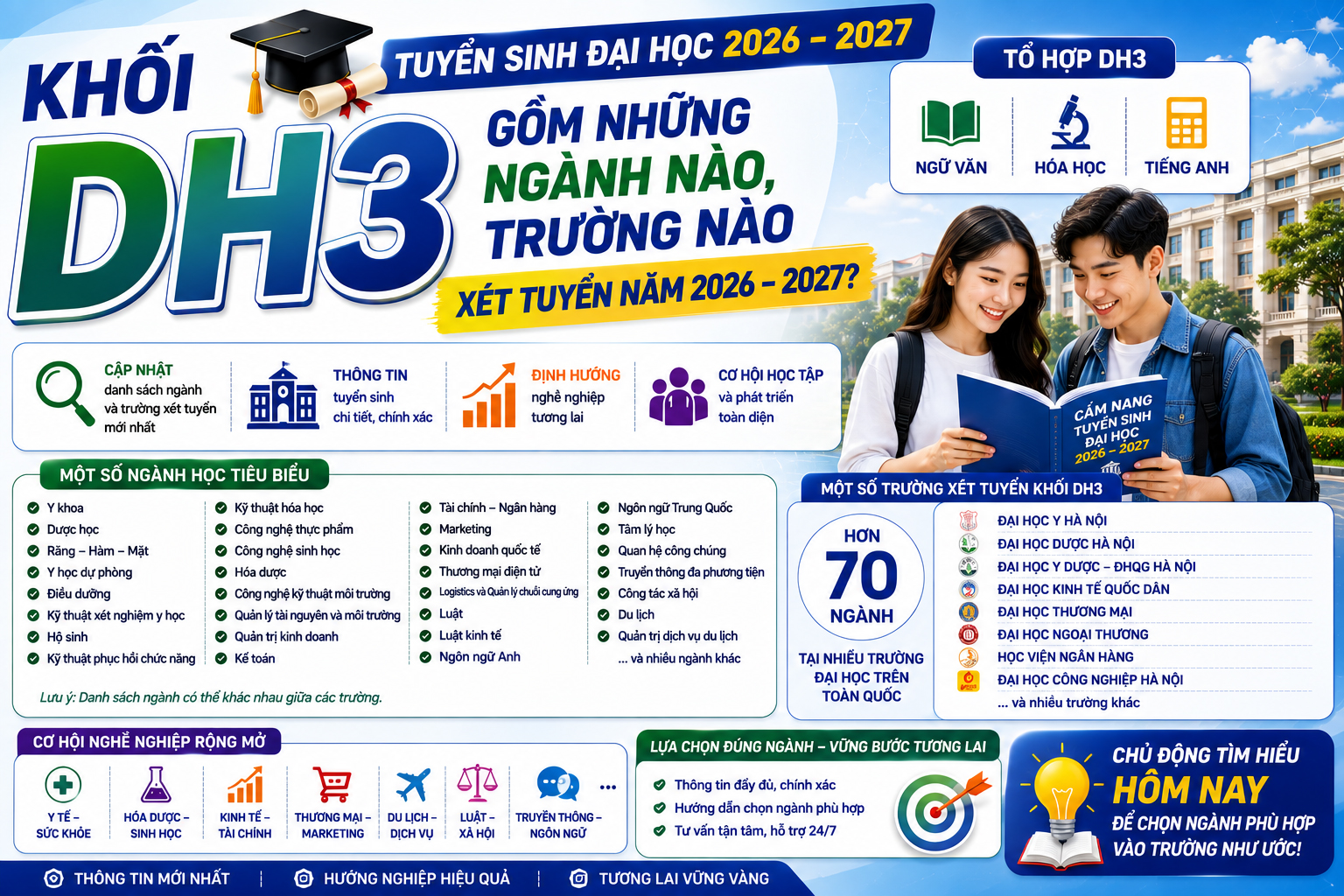 Khối DH3 gồm những ngành nào, trường nào xét tuyển năm 2026 – 2027