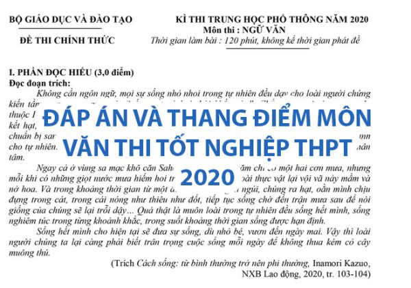 Đáp án + Thang điểm môn Văn chính thức – Kỳ thi THPT năm 2020