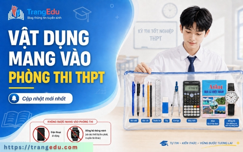 Các vật dụng được mang vào phòng thi tốt nghiệp THPT năm 2026