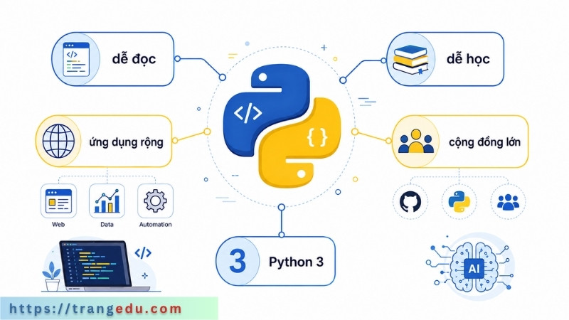 Infographic giải thích Python là gì và vì sao ngôn ngữ này dễ tiếp cận với người mới