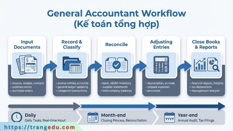 Infographic quy trình công việc kế toán tổng hợp