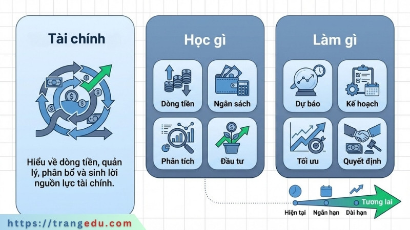 Infographic tóm tắt tài chính là gì, học gì và làm gì