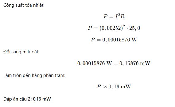 Câu 2 phần III đề thi vật lý thpt năm 2026